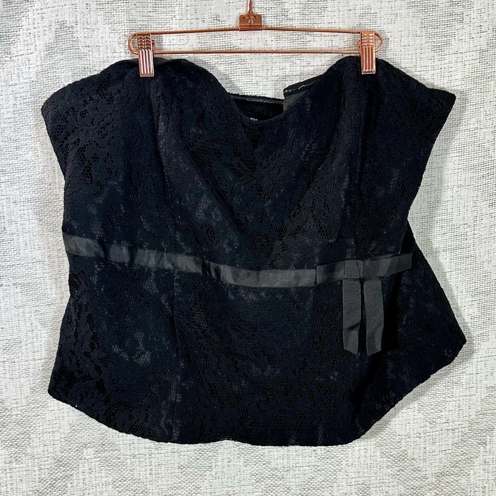 Lane Bryant black lace strapless corset top size 24